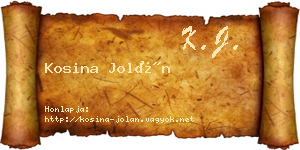 Kosina Jolán névjegykártya